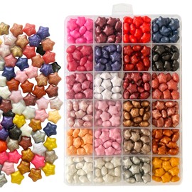 600PCS Sealing Wax Kit with Wax Stamp Beads, Lucky Star Beads Set for Letter Sealing and Envelope Stamp Wedding Invitation Wine Package Gift Wrapping (Pink-Purple)