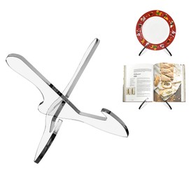 Boloyo "X Shape Acrylic Plate Display Stand, 4.5 Inch 1PC Clear Acrylic Bowl Plate Platter Dish China Porcelain Display Holder Easel Base for Home Kitchen School Art Display