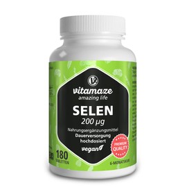 Vitamaze® Selenium 200 Mcg High Dosage, 6 Month Treatment, Vegan Tablets, Organic Selenium German Quality, Natural Selenium Supplement without Unnecessary Additives