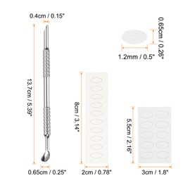 sourcing map 2 Sets Cuticle Pusher Dual Sided, Spoon-Shaped Metal Nail Cuticle Pusher Remover Tool with 100/180 Grit Sandpaper Sheets for Manicure Pedicure Nail Art