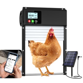 Automatic Chicken Coop Door Solar Powered, WiFi Automatic Chicken Door APP Control, Solar Chicken Coop Door Timer & Light Sensor, Auto Chicken Coop Door Opener LCD Display Aluminum Anti-Pinch Design