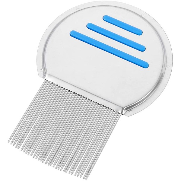Lice Removal Comb, Stainless Steel Reusable Metal Headlice Nit Removal Lice Comb with Spiral Grooves for Kids Adults Pets Head Lice Treatment, Removes Louse Nits [1 Pack]