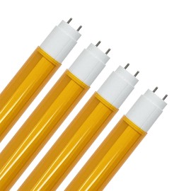 KastLite LED T8 Bulb Combo with Fluorescent T8 Safety Sleeves | Amber | 48" Electronic Ballast Compatible/Ballast Bypass | Type A+B | 4000K, 2,500LM, 147LM/W | UL & DLC Listed | 4 Pack