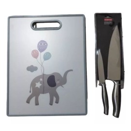 Tabla Para Cortar Picar Cocina + Regalo Juego De 2cuchillos