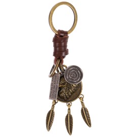 Holibanna Eagle Keyring Classic Vintage Handbags Pendant Retro Genuine Leather Braided Key Ring Holder Hanging Ornament for Men Boys, As Shown