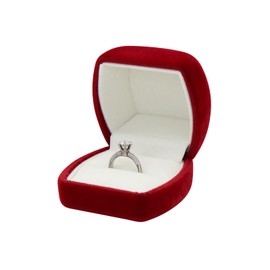 FuninCrea Simple Velvet Ring Box Ring Holder Ring Box Wedding Portable Ring Box Ring Storage Small Engagement Ring Box Ring Boxes for Proposal Engagement Wedding (Red)