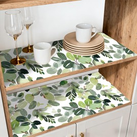 Luvdecor Shelf and Cabinet Liner Self Adhesive Liner for Kitchen Drawer Botanical Peel and Stick Contact Paper Waterproof Non-Slip Liners for Cupboard Pantry Dresser 17.7 x 78.7 in