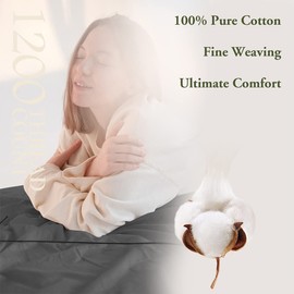 SAKIAO 100% Egyptian Cotton 1200 Thread Count Queen Size Sheet Set,Very Smooth Soft & Silky Sateen Weave Bed Sheets,Luxury Hotel Fits Mattress Up to 17 inches Deep Pocket (Dark Grey, Queen)