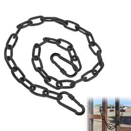 1m Gate Chains Black Chain Security Chain Lock Gate Link Chain with Both-Ended Carabiners, Metal Security Chain Link Gate Latches for Outdoor Gate, Fences, Pet Cages, Cow Corral Supplies