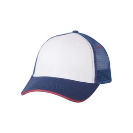Valucap - Sandwich Trucker Cap - S102 - Adjustable - White/Royal/Red