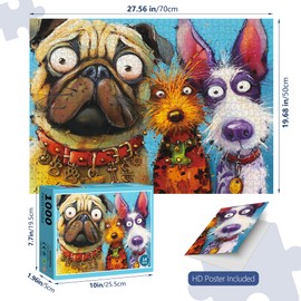 1000 Piece Puzzle for Adults, XURLEQ Cute Dog Puzzle, Fun and Challenging Jigsaw Puzzles, Funny Animal Puzzle for Family Game Night, Gift for Birthday, Premium Matte Finish, 27.56 x 19.68 Inches