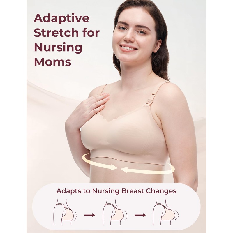 momcozy 4-in-1 Nursing Bra - Breathable Multifunctional Bra with Cooling