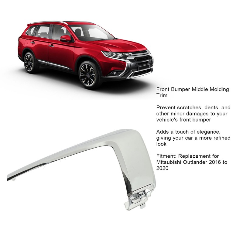 Front Bumper Middle Molding Trim ABS Chrome Replacement for Mitsubishi