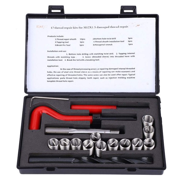 Oumefar 17 Pieces Stainless Steel Thread Thread Hole Set M12