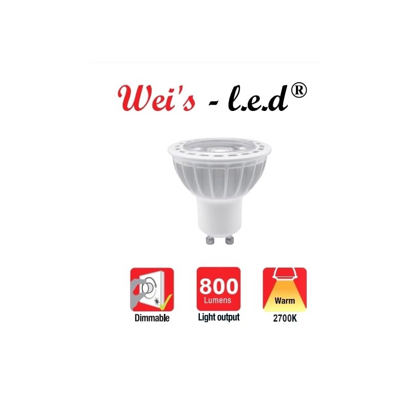 wei's-l.e.d 8W GU10 Led Bulbs, High Power, 800 Lumens, 38