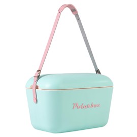 Polarbox Retro Beach Cooler Vintage Picnic Lunch Box Bag - Portable Travel Camping Hiking 90s Style Ice Chest - Extra Large Lightweight for Cans, Beers & Seltzer Drinks 20L (Cyan Baby Rose)