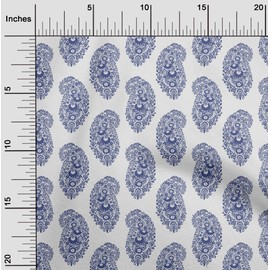 oneOone Velvet White Fabric Asian Paisley Sewing Fabric by The Yard Printed DIY Clothing Sewing Supplies 58 Inch Wide