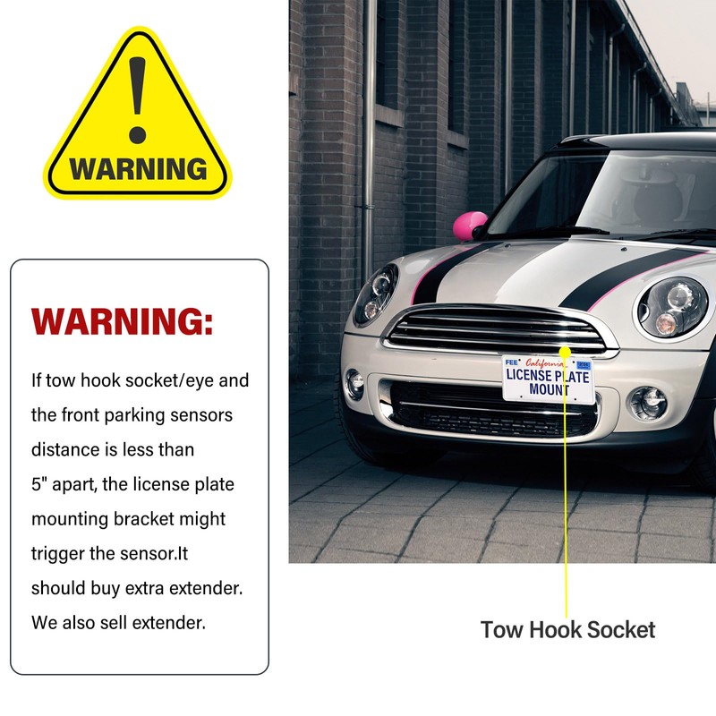 No Drill Front License Plate Bracket Compatible with Mini Cooper