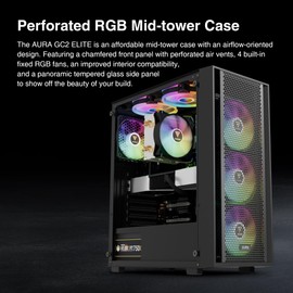 GAMDIAS ATX Mid Tower Computer PC Case with Tempered Glass, 4X 120mm ARGB PWM Fans Gaming Case, Support Up to 6X 120mm Fans, 360mm AIO/Radiator, 260mm GPU/VGA, 160mm CPU Air Cooler