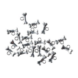 diyhub 120Pcs Dog Bone Shaped Charms, Sliver Alloy Pet Dog Bone Charms for Jewelry Craft Making, 7mm, Non-Precious Metal, No Gemstone