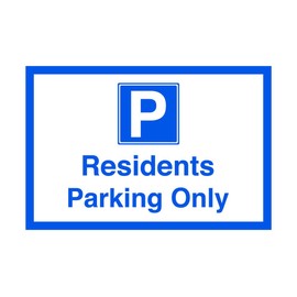 Residents parking only - Safety sign- 3mm Aluminum Dibond for indoor/outdoor usage (300mm x 200mm) 7m Viewing Distance.