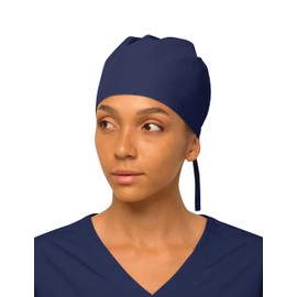 Navy Blue Women’s Working Scrub Cap with Adjustable Elastic Tie-Back – Lightweight, Washable Nursing Cap with Built-in Sweatband for Comfortable & Stylish Healthcare Professionals
