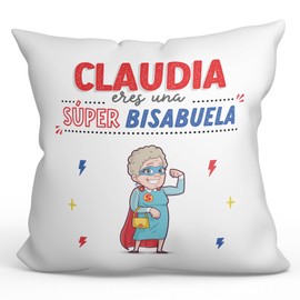 Mugffins Personalisierte Kissen mit Füllung mit Spruch für URGROßMUTTER/UROMA - Auf Spanisch - ¡Eres Súper! - 40 x 40 cm - Individuell Anpassbar Geschenk