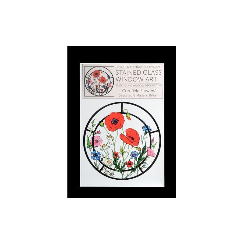 Winged Heart Static Window Cling in a Cornfield Flowers Design