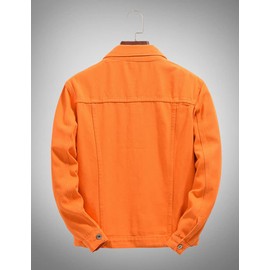 GINZOUS Men's Jean Fancy Color Denim Jacket Orange Size L