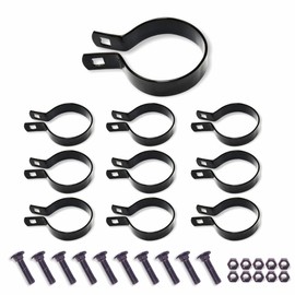 Black Powder Coated Steel Brace Bands for Chain Link Fence, 1-5/8 inch, with Nuts & Bolts, 10 Pieces (Black, 1-5/8")