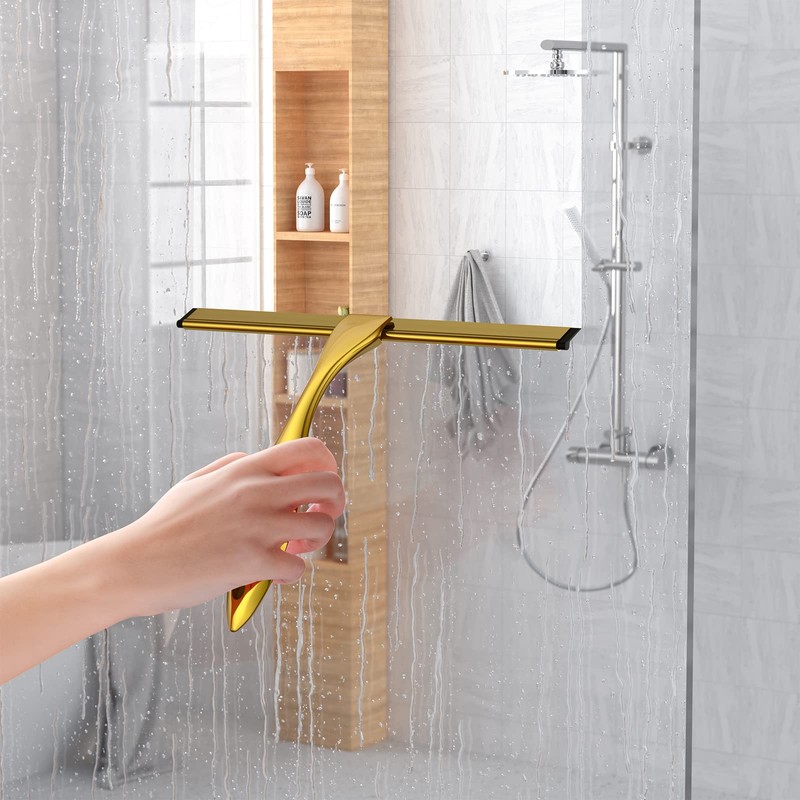 Shower Squeegee Set, 14-Inch Stainless Steel Squeegee, All-Purpose Squeegee for