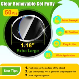 PHIXBEAR Extra Large 1.18" Mounting Putty for Walls Removable, Poster Hanging Putty for Walls No Damage, Sticky Putty Clear Museum Tack, Strong Double Sided Tape Fixed Picture Decor Craft, 50 Pcs