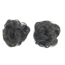 Sweet Kiss, Curled, Scrunchy, Small (Set of 2), Shichi-Gosan, Hair Ornament, Hair Bun Wig, Point Wig, Bun Hair, Bulk Hair Chignon, Dark Brown