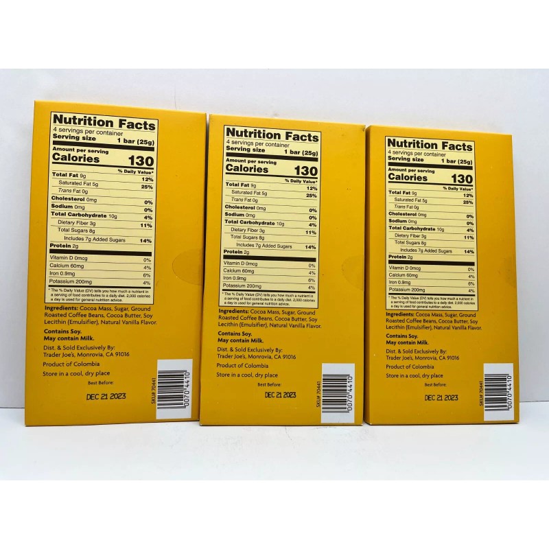 Trader Joe's 3 PACKS TRADER JOE'S DARK CHOCOLATE COFFEE BUZZ