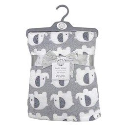 KAV Organic Cotton Baby Blanket Layered Wrap - 75x100 cm Supersoft Elephant Print Gift Set for Newborn Babies Girl/Boy, Infant (Grey - Pack of 1)