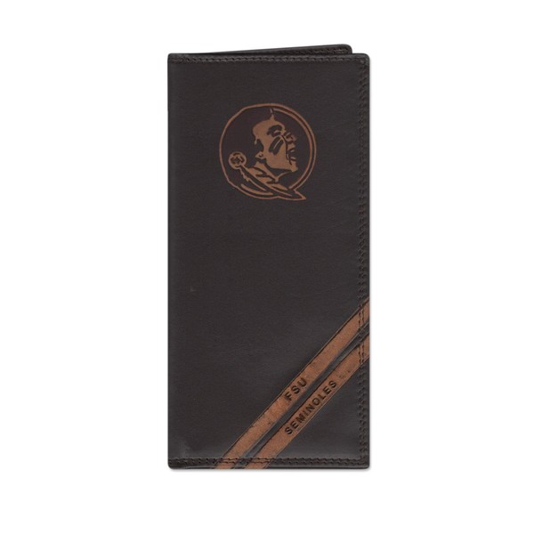 NCAA Florida State Seminoles Zep-Pro Pull-Up Leather Long Secretary Embossed Wallet, Brown