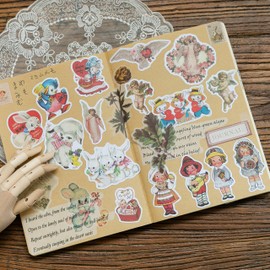 Alideco 80Pcs Scrapbook Stickers Set Vintage Scrapbook Paper Aesthetic Cute Kawaii Animals Stickers Journaling Assorted Phone Adult (qinqinbaobei)