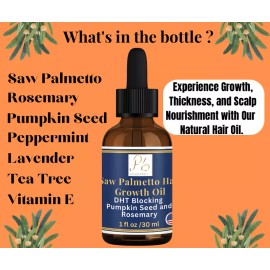 Pomberries Saw Palmetto Hair Oil for Hair Growth, Stop Hair Loss, with Rosemary Tea Tree