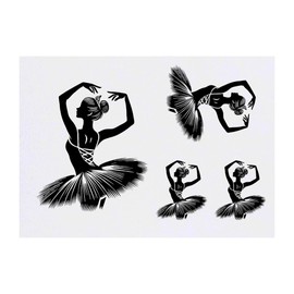 4 x 'Ballet Pose' Temporary Tattoos - Water Resistant, Skin-Safe, Non-Toxic Transfers, Mixed Sizes (TO00083150)