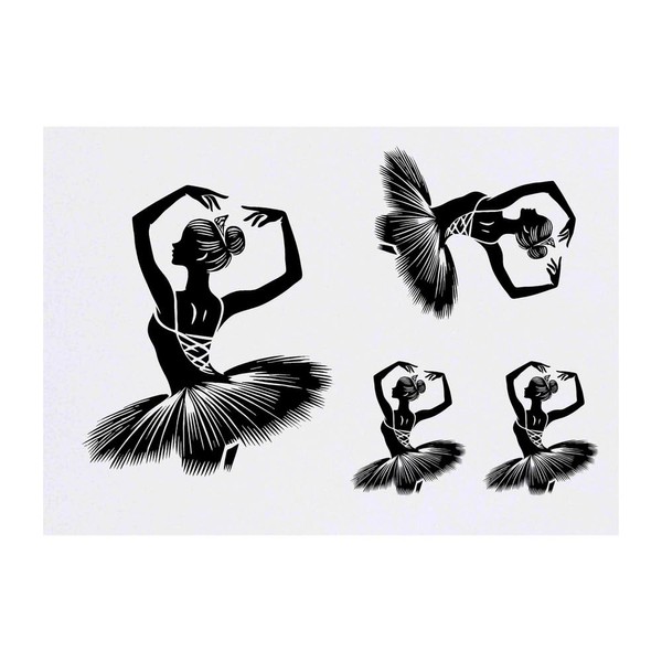 4 x 'Ballet Pose' Temporary Tattoos - Water Resistant, Skin-Safe,