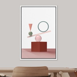 SIGNWIN Framed Canvas Print Wall Art 3D Pastel Geometric Polygon Landscape Abstract Shapes Digital Art Minimalism Bohemian Scenic Colorful Chic Ultra for Living Room, Bedroom, Office - 16"x24" White