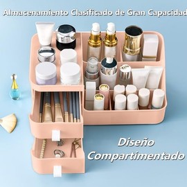 Organizador de Maquillaje y Cosméticos con Cajones, Multiusos (Rosa)  Caja Organizadora con Divisiones para Maquillaje, Material PP, Organizador de...