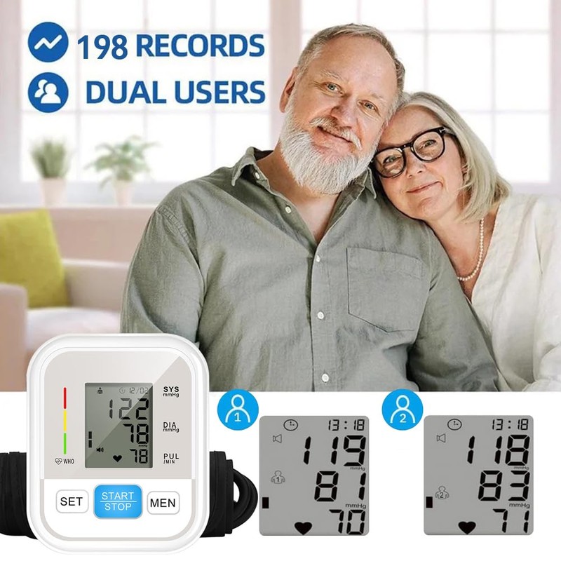 Blood Pressure Monitor, Blood Pressure Machine for 2 Users, 2x99