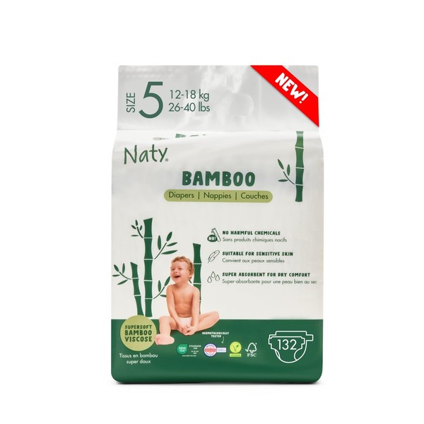 Naty Bamboo Viscose Baby Diapers – Silky Soft, Plant Based,