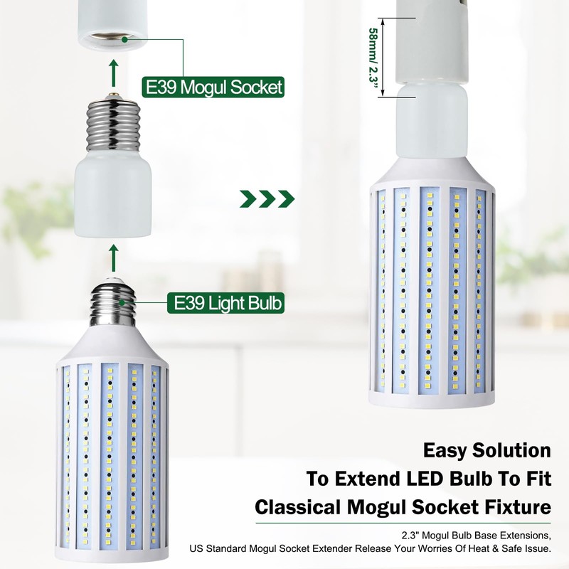 Mogul Socket Extender,Mogul Base E39 Socket Extensions Adapter,Emnooti E39 to