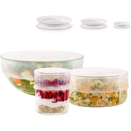 Lekue Set of 3 Flexible, one Each of 20cm, 15cm, 11.5cm set of reusable lids, Three, frost