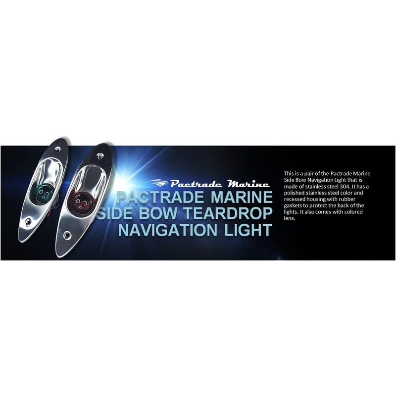 Pactrade Marine Boat Navigational Side Bow Tear Drop Lights Stainless
