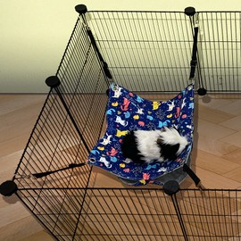 FULUE Small Animal Ferret Rat Guinea Piget Hamster Chincilla Sleeper Hammock Accessories (Blue 13.8x13.8 inch, Double Bunkbed Hammock)