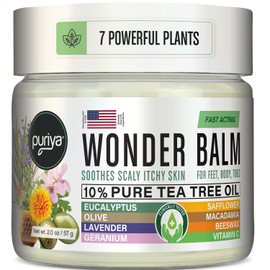 Tea Tree Oil Balm, Extra Strength, Pair Well with Jock Itch Cream, Spray, Athletes Foot, Ringworm Cream for Human, Rash Cream, Fast Acting for Dry, Itchy Skin, Plant Powered Wonder Balm