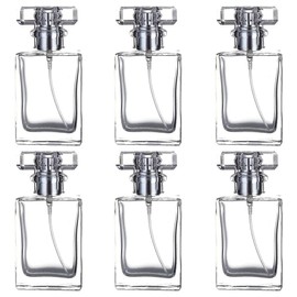 6 Pack 30ml / 1 Oz Transparent Refillable Perfume Bottle, Portable Square Empty Glass Perfume Atomizer Bottle with Spray Applicator 4 Free kinds of perfume dispenser(6 Pack 30ml / 1.01 oz. Transparent